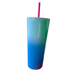 Starbucks Ombre Prism Gradient Stainless 24-oz Tumbler with Straw NWOT